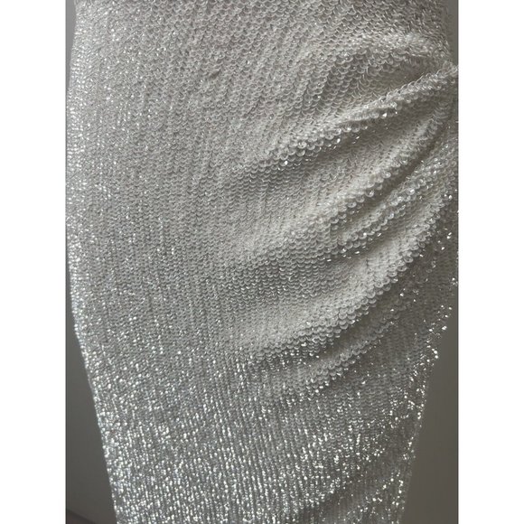 RETROFÉTE Katya Maxi Dress Gown in Moonglow White Sequin Bridal Evening sz L - Picture 14 of 16